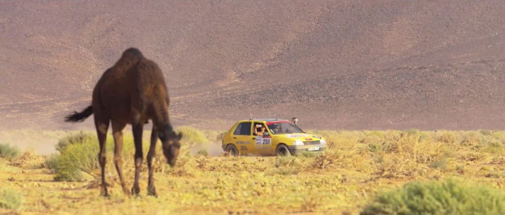 Une Peugeot 205 en plein raid automobile